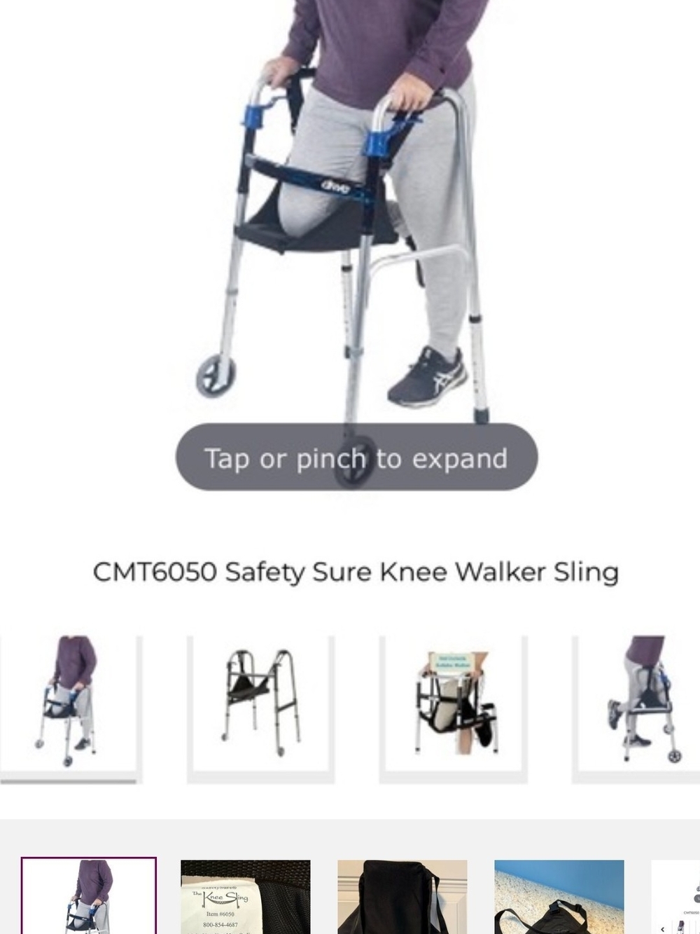 Safety Sure Knee Walker Sling - Black Knee Support